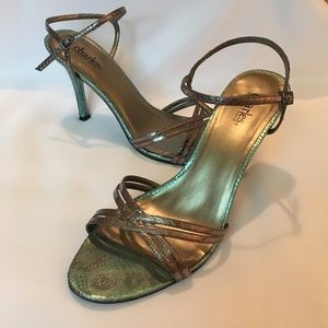 Charles David Metallic Strappy Snake Sandal 4"